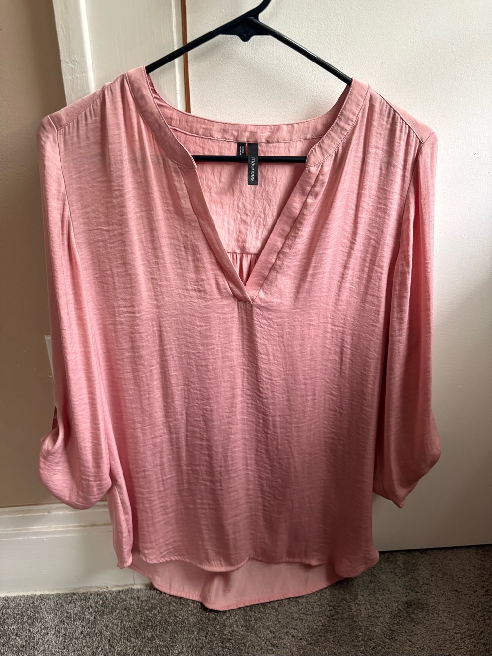 Maurices Blush Pink V-Neck Flowy Women's Blouse